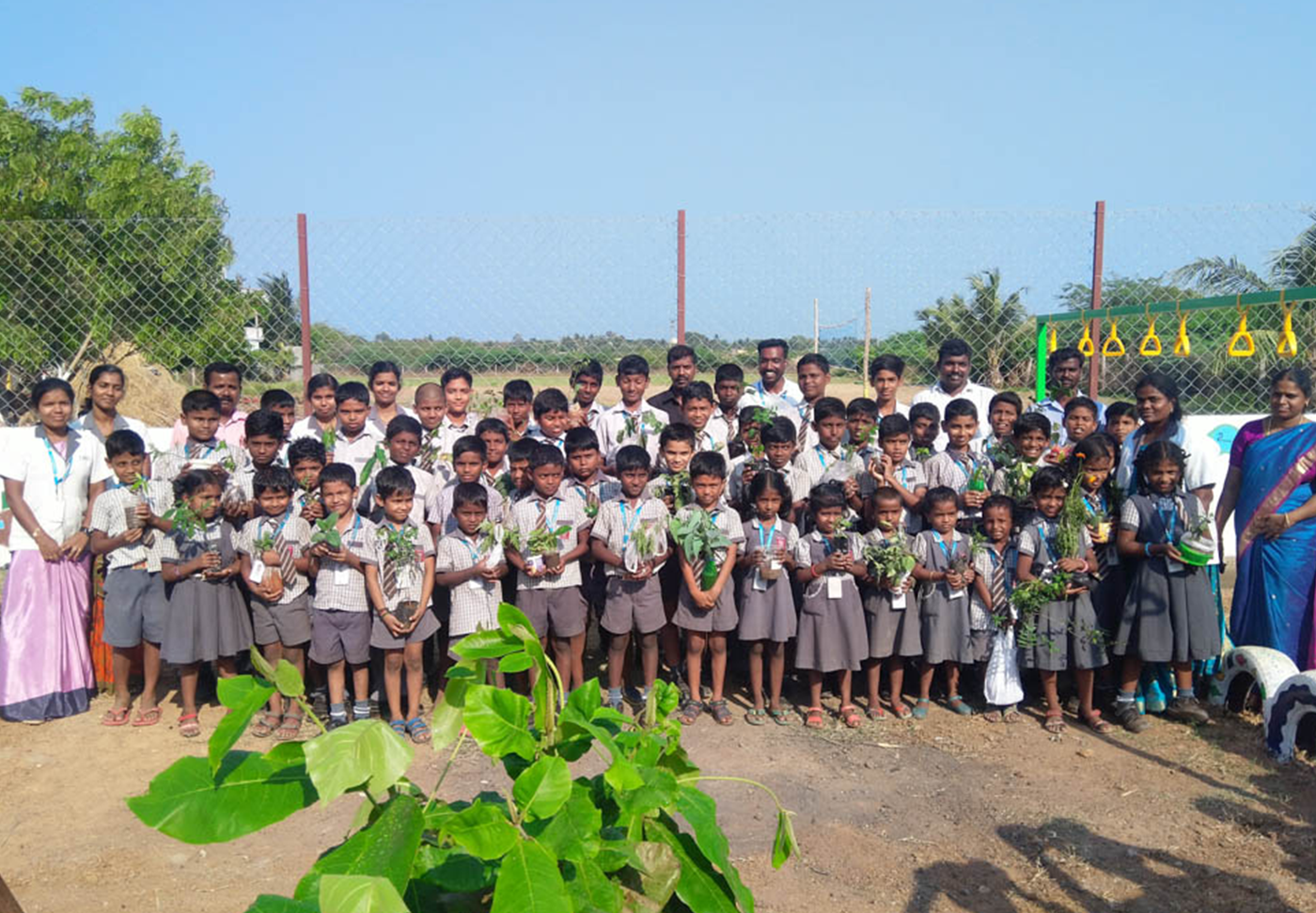 Students with plants