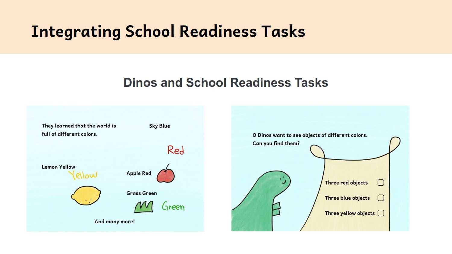 Integrating dino stories with school readiness
