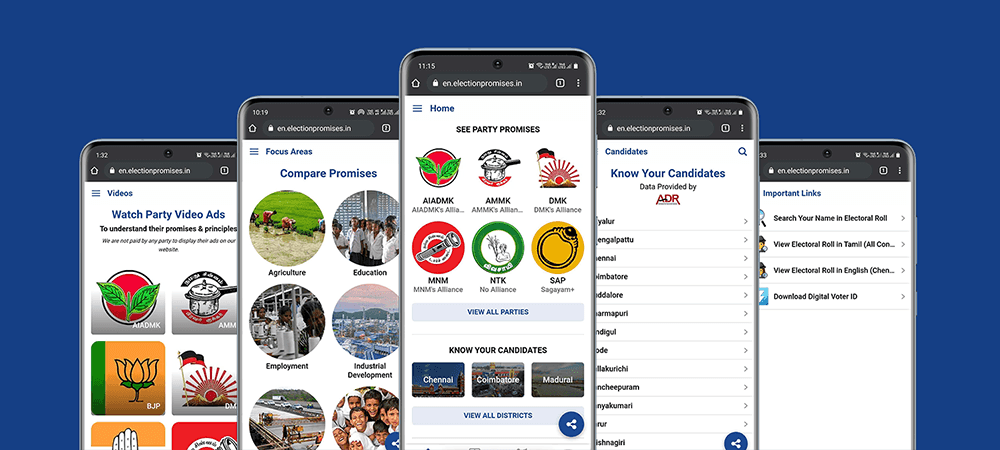 Election Promises Portal Screens